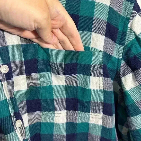 Wrangler Wrancher Shirt Teal/Navy/Cream Plaid Flannel Button Down Shirt. Size XL - Picture 10 of 12